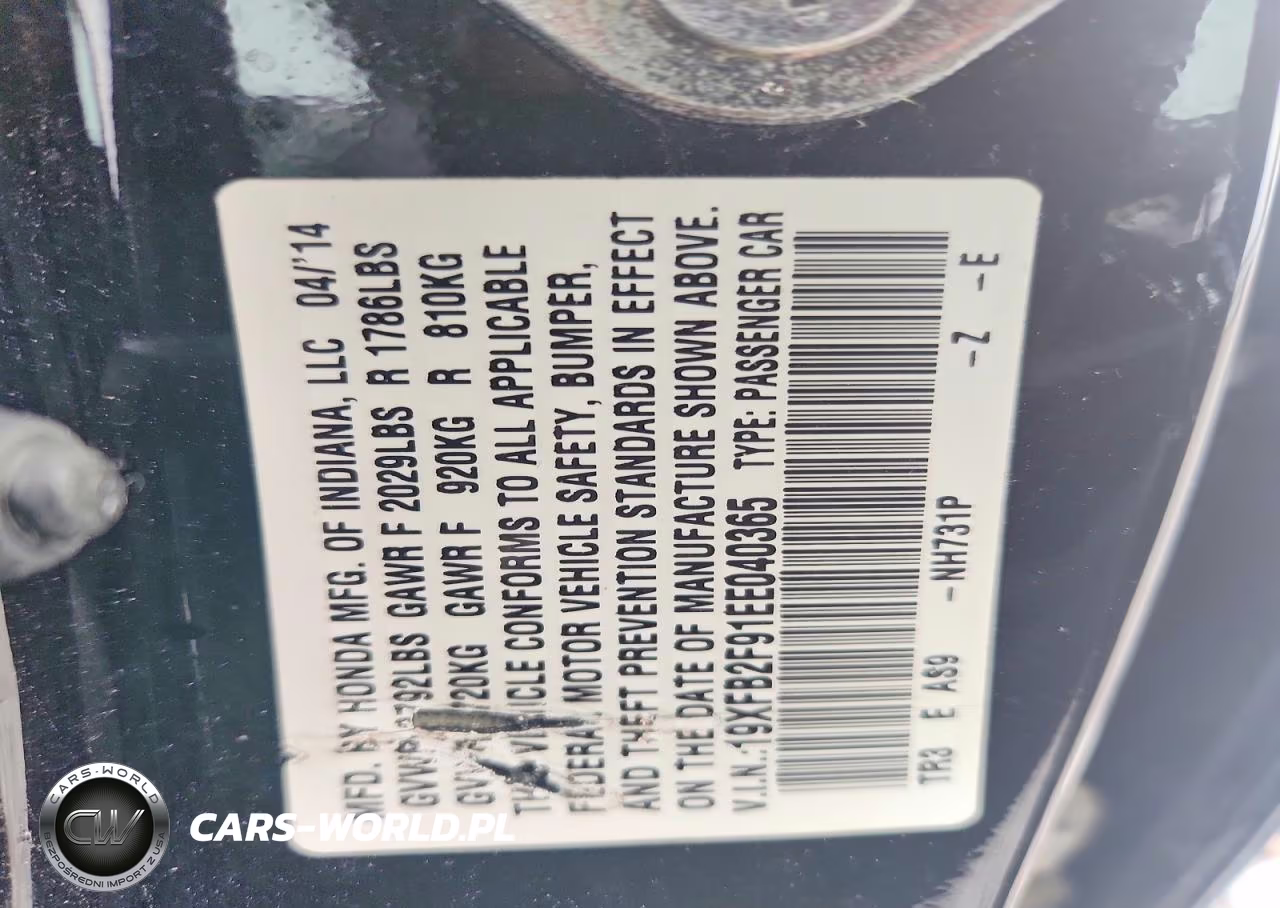 2014 Honda Civic Exl VIN:19XFB2F91EE040365 - 12