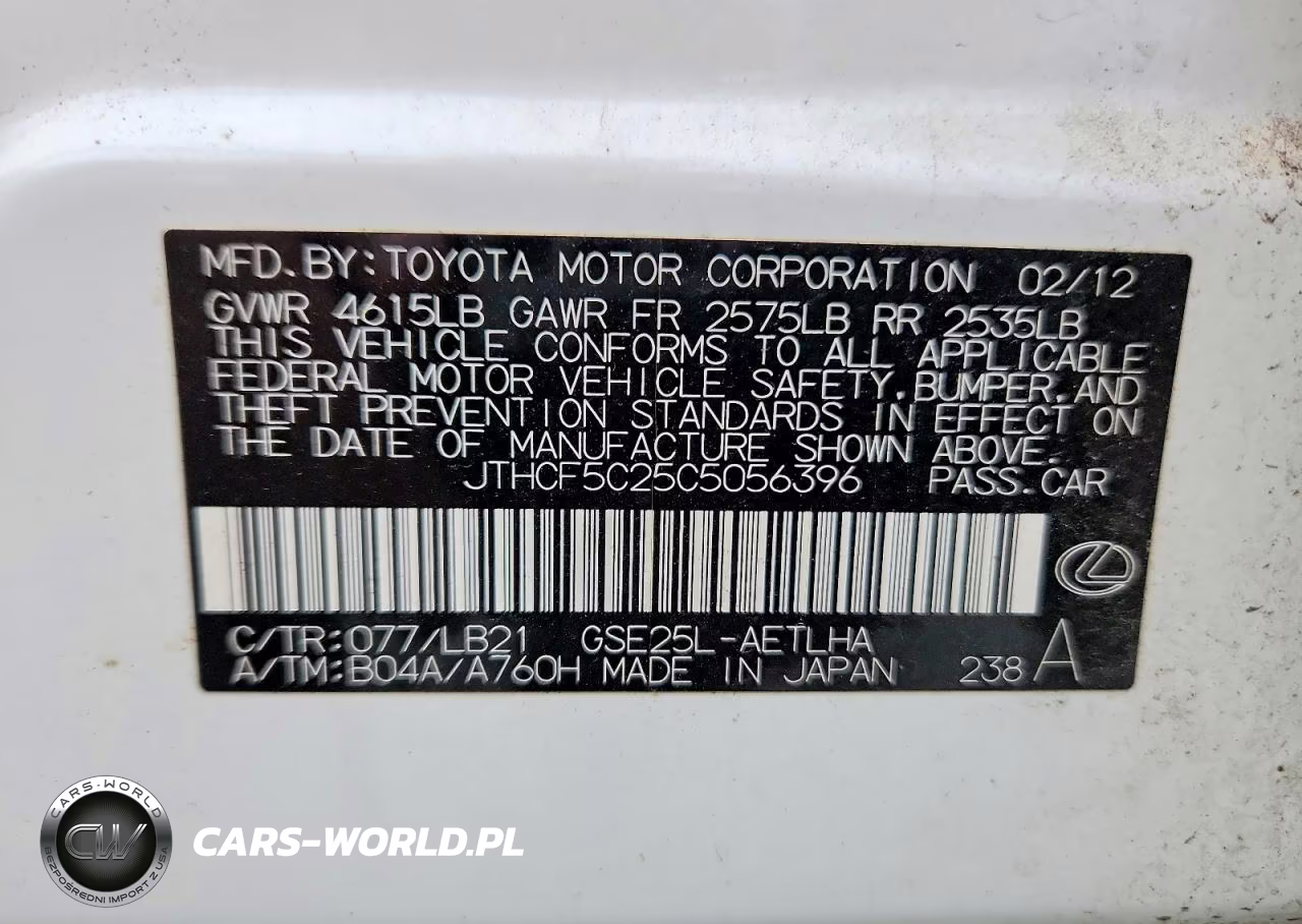2012 Lexus Is 250 VIN:JTHCF5C25C5056396 - 13
