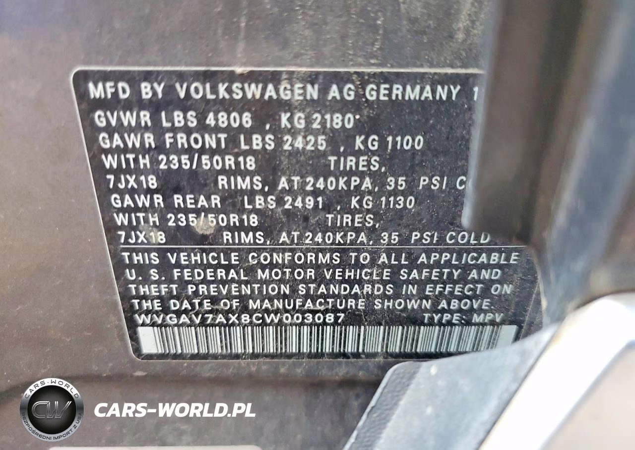 2012 Volkswagen Tiguan S VIN:WVGAV7AX8CW003087 - 14