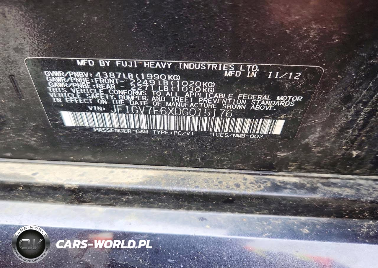 2013 Subaru Impreza Wrx VIN:JF1GV7E6XDG015176 - 12