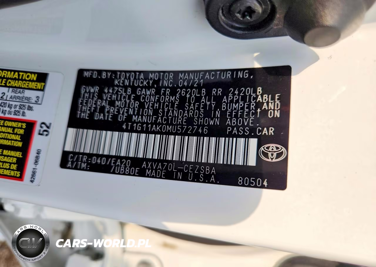 2021 Toyota Camry Se VIN:4T1G11AK0MU572746 - 12