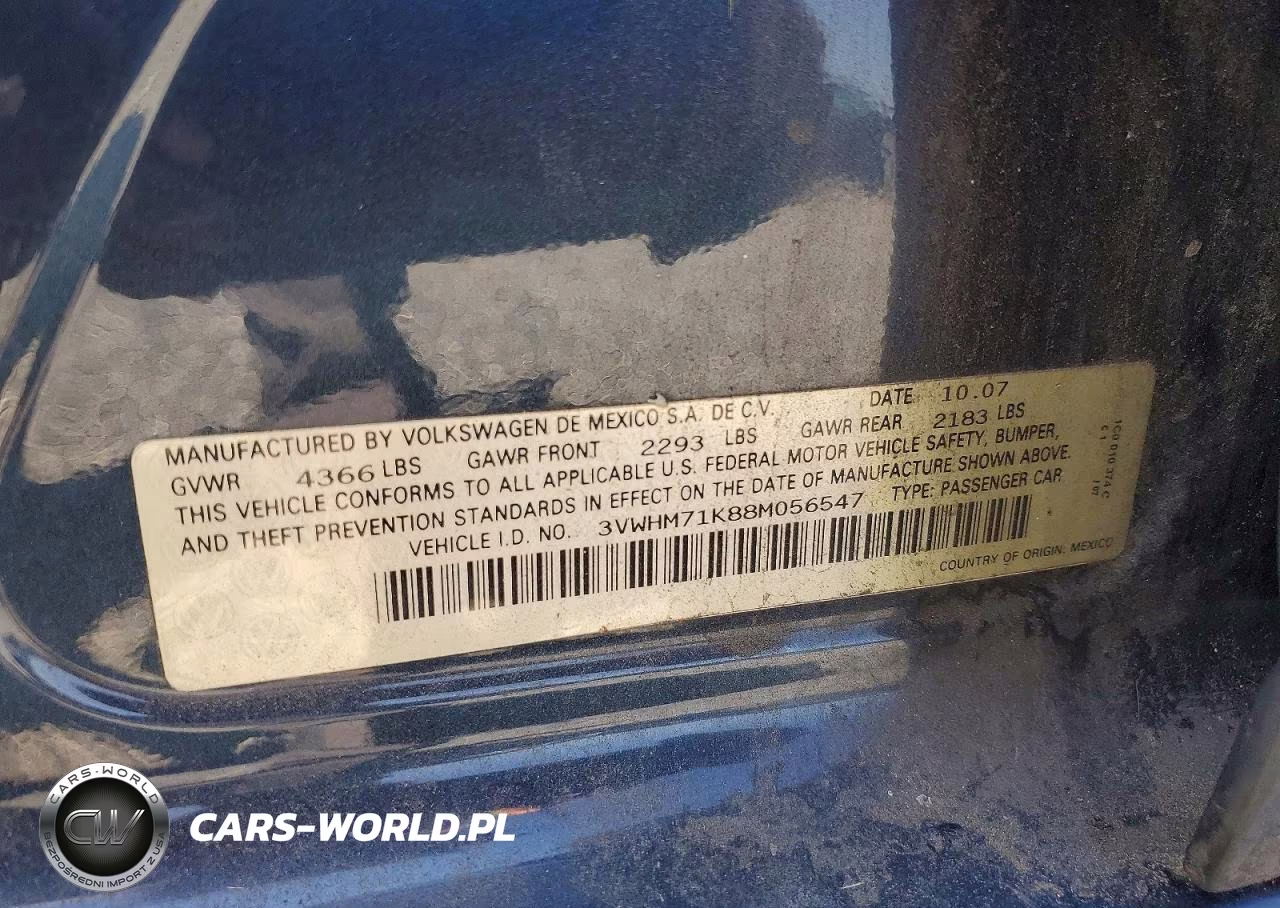 2008 Volkswagen Jetta S VIN:3VWHM71K88M056547 - 13