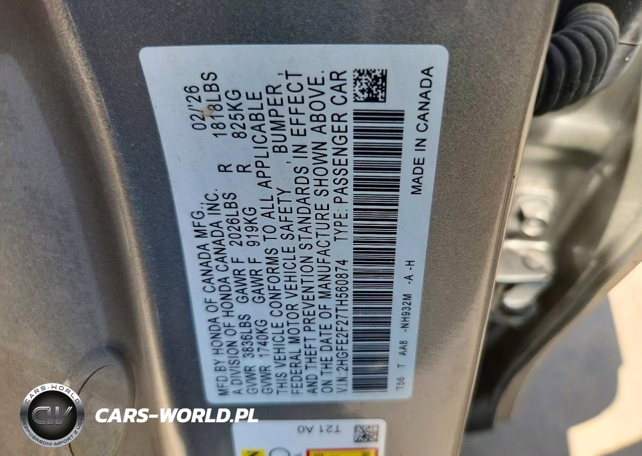 2026 Honda Civic Lx VIN:2HGFE2F27TH560874 - 12