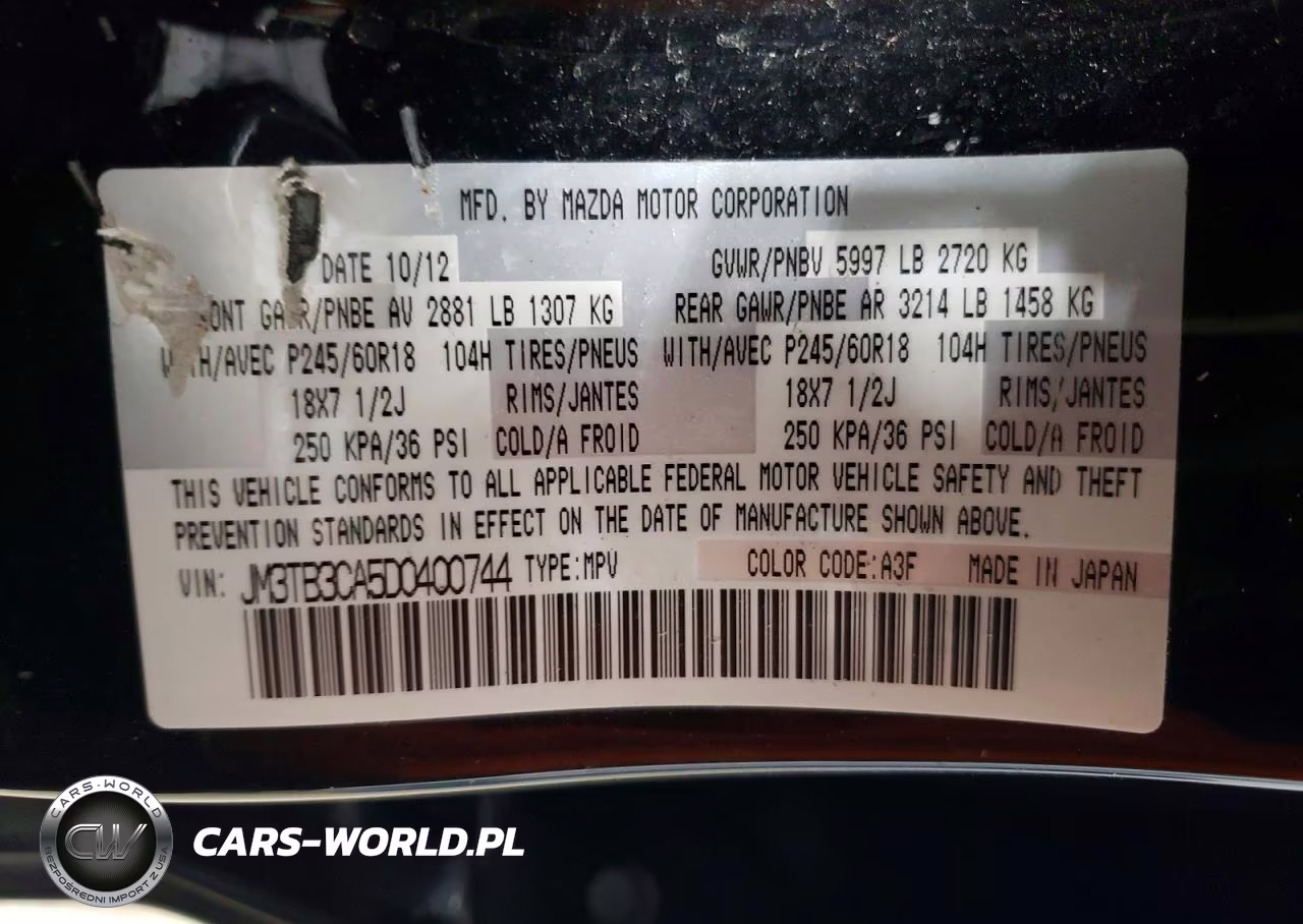 2013 Mazda Cx-9 Touring VIN:JM3TB3CA5D0400744 - 14