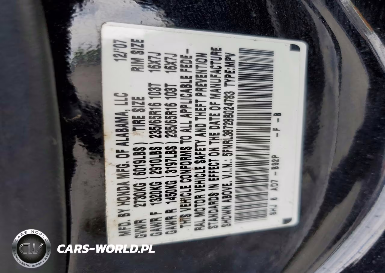 2008 Honda Odyssey Exl VIN:5FNRL38728B024783 - 13