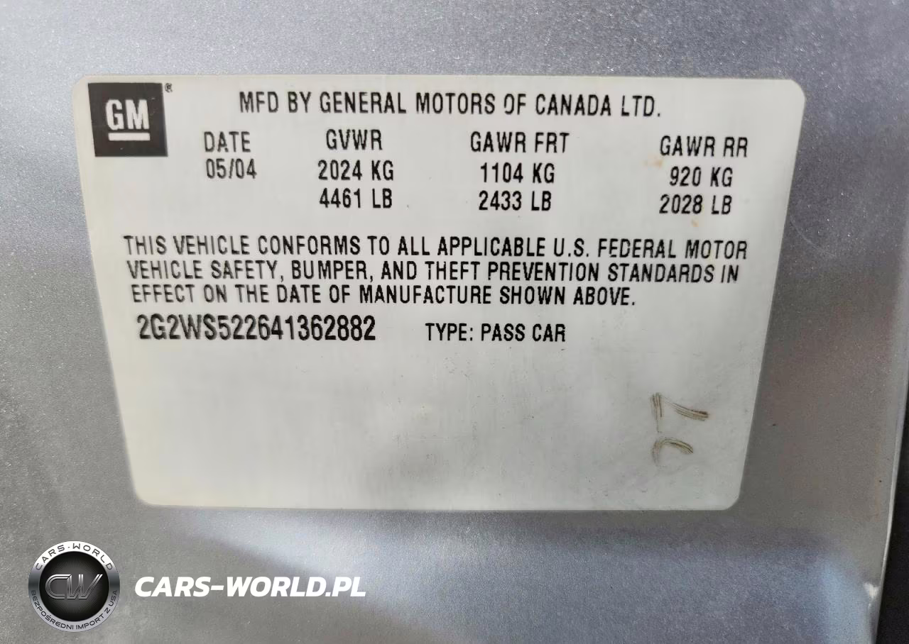 2004 Pontiac Grand Prix Gt2 VIN:2G2WS522641362882 - 13