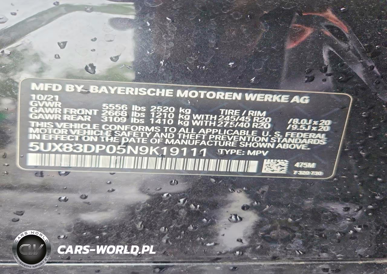 2022 BMW X3 M40I VIN:5UX83DP05N9K19111 - 13