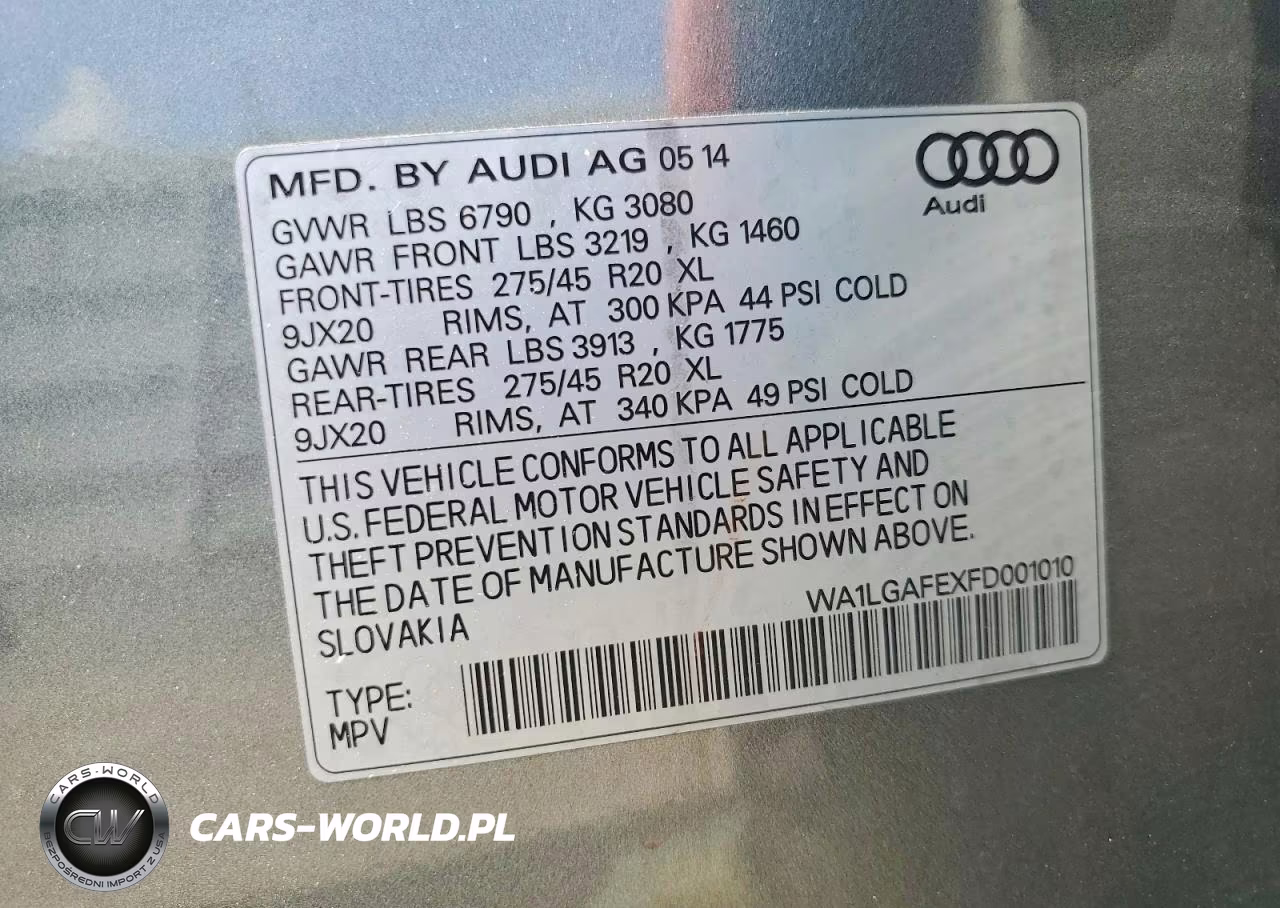 2015 Audi Q7 Premium Plus VIN:WA1LGAFEXFD001010 - 13