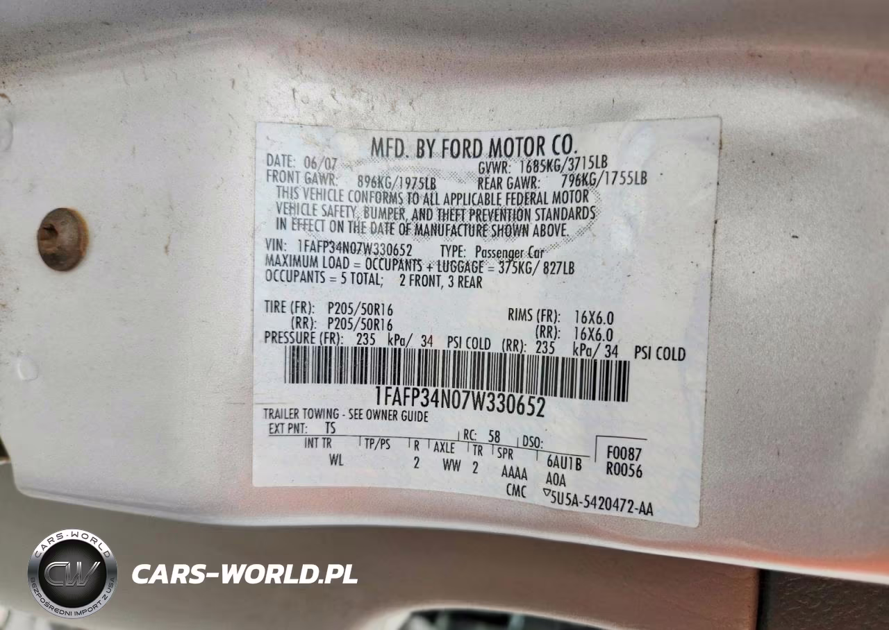 2007 Ford Focus Zx4 VIN:1FAFP34N07W330652 - 12