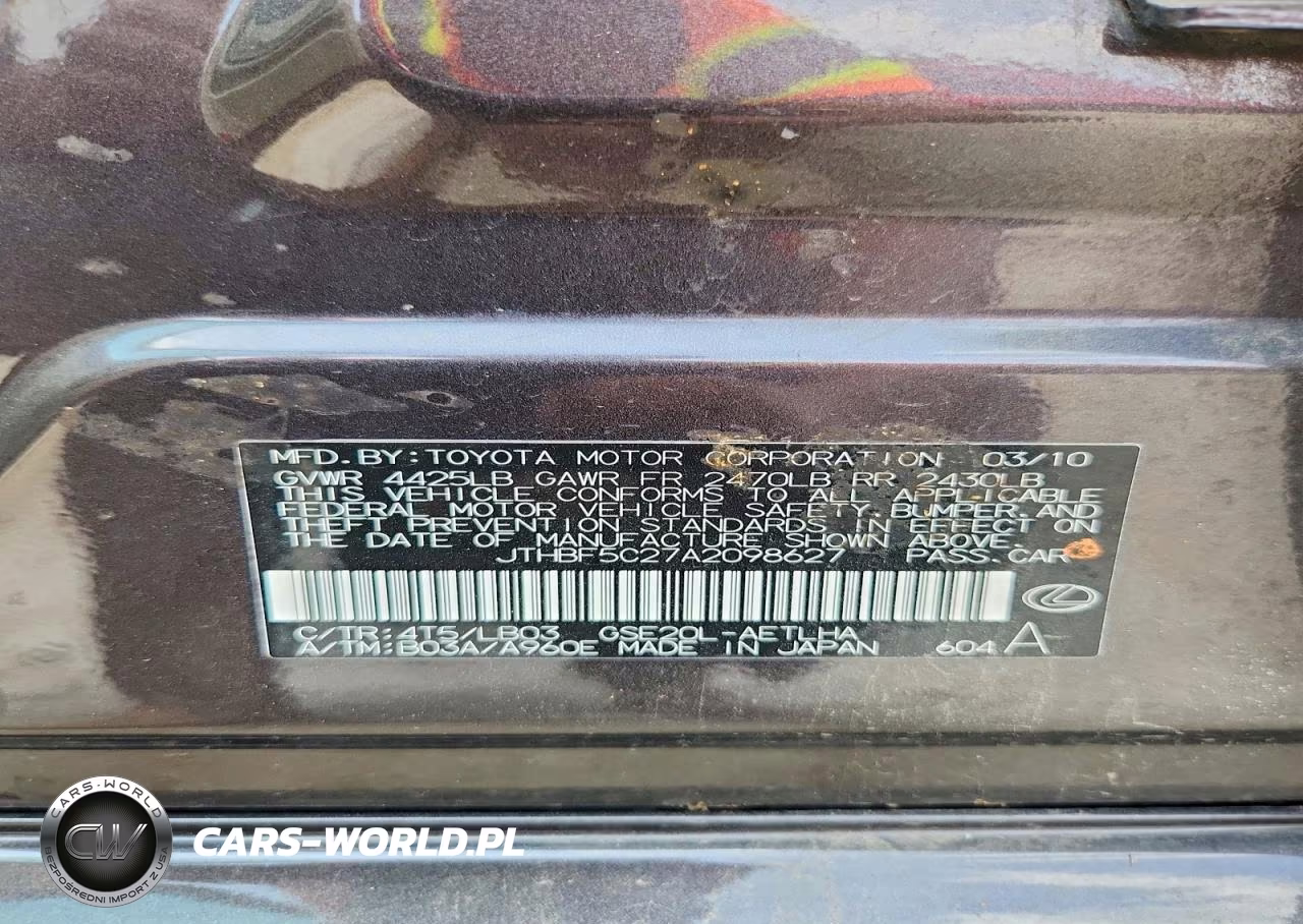 2010 Lexus Is 250 Base VIN:JTHBF5C27A2098627 - 12
