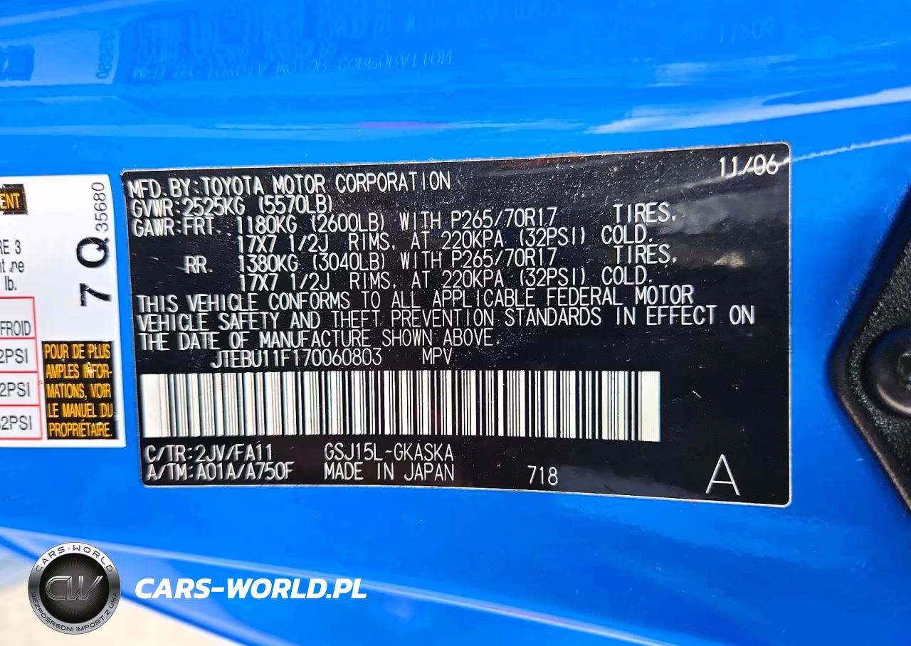 2007 Toyota Fj Cruiser Base VIN:JTEBU11F170060803 - 13