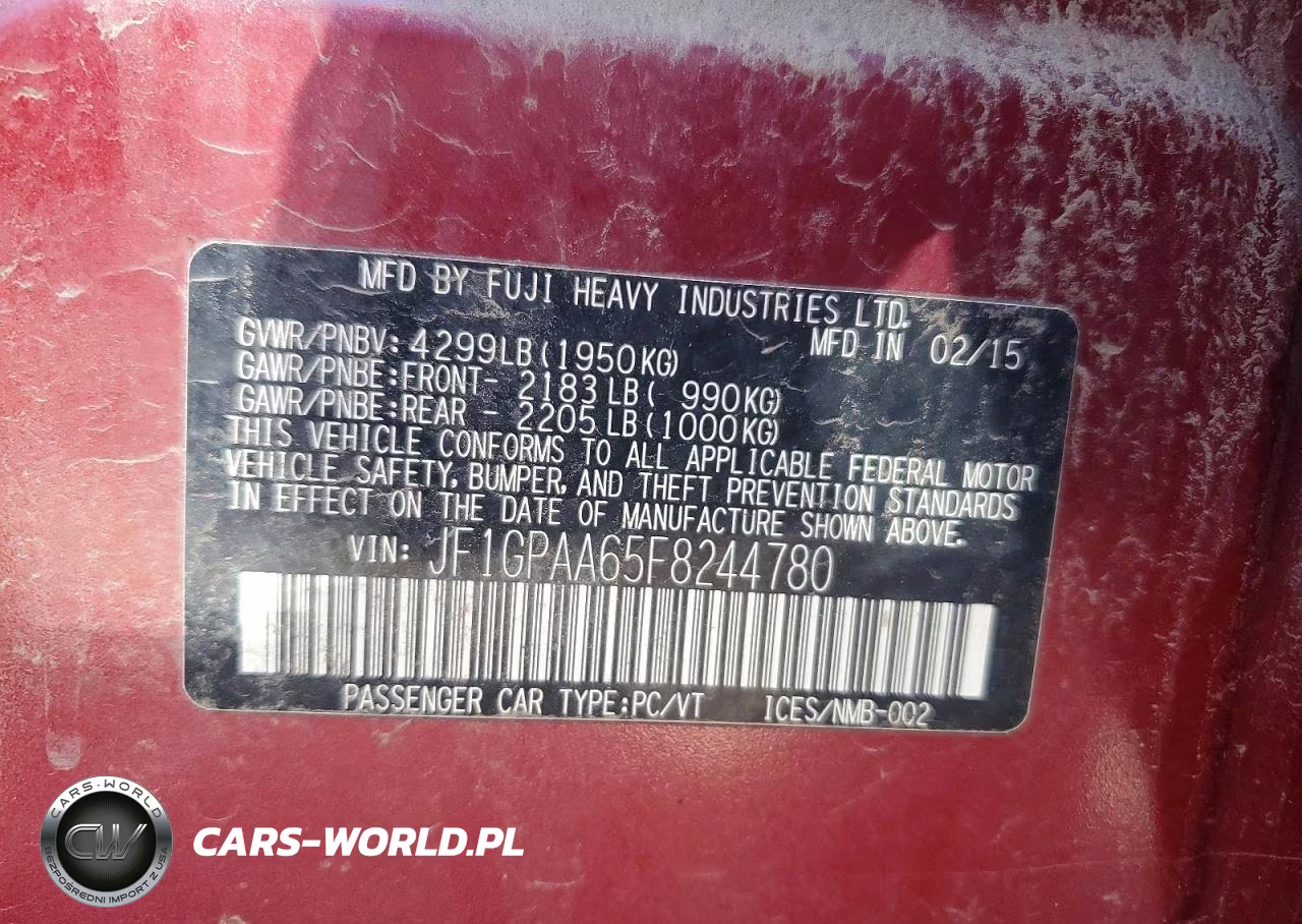 2015 Subaru Impreza VIN:JF1GPAA65F8244780 - 13
