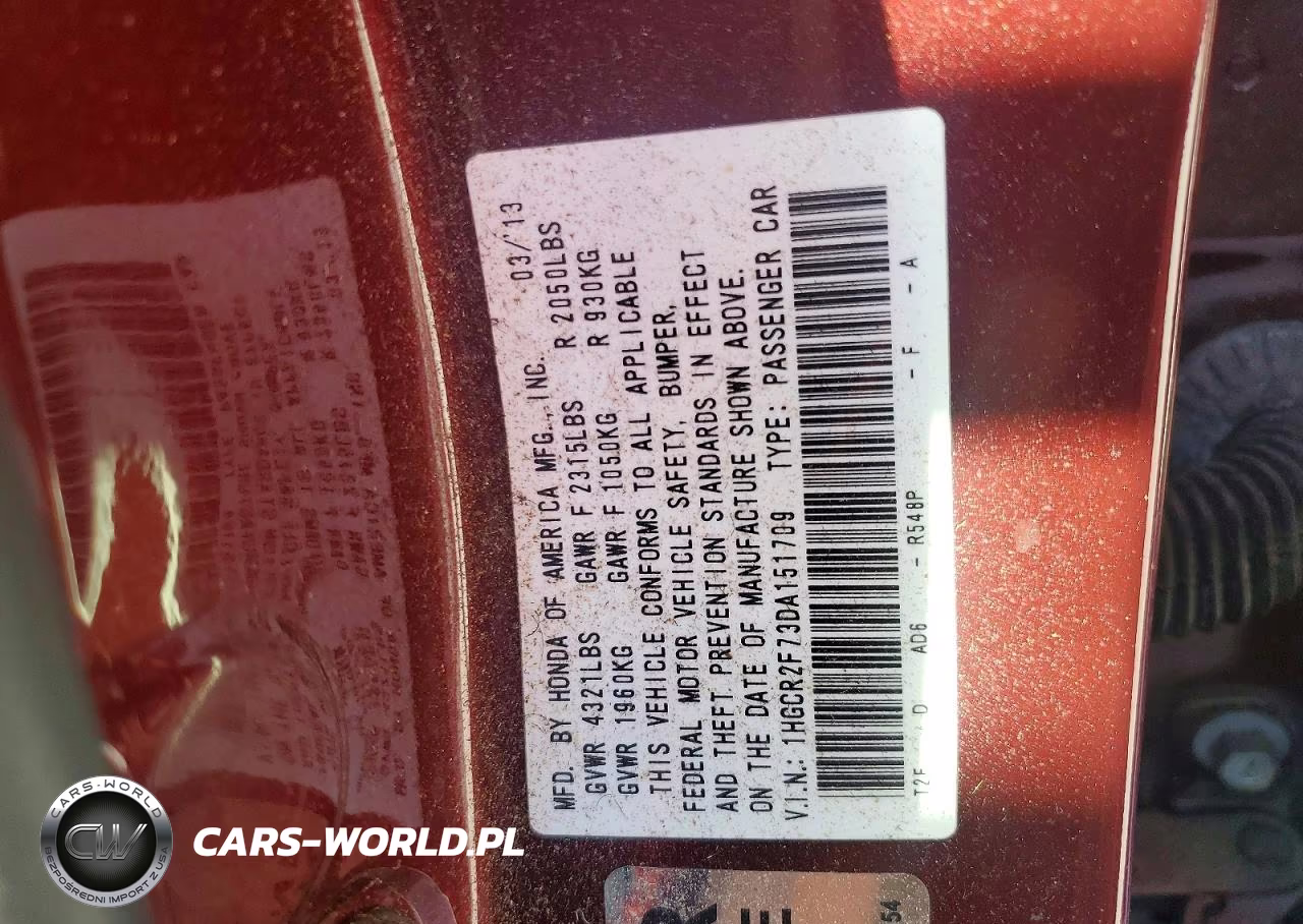 2013 Honda Accord Ex VIN:1HGCR2F73DA151709 - 12