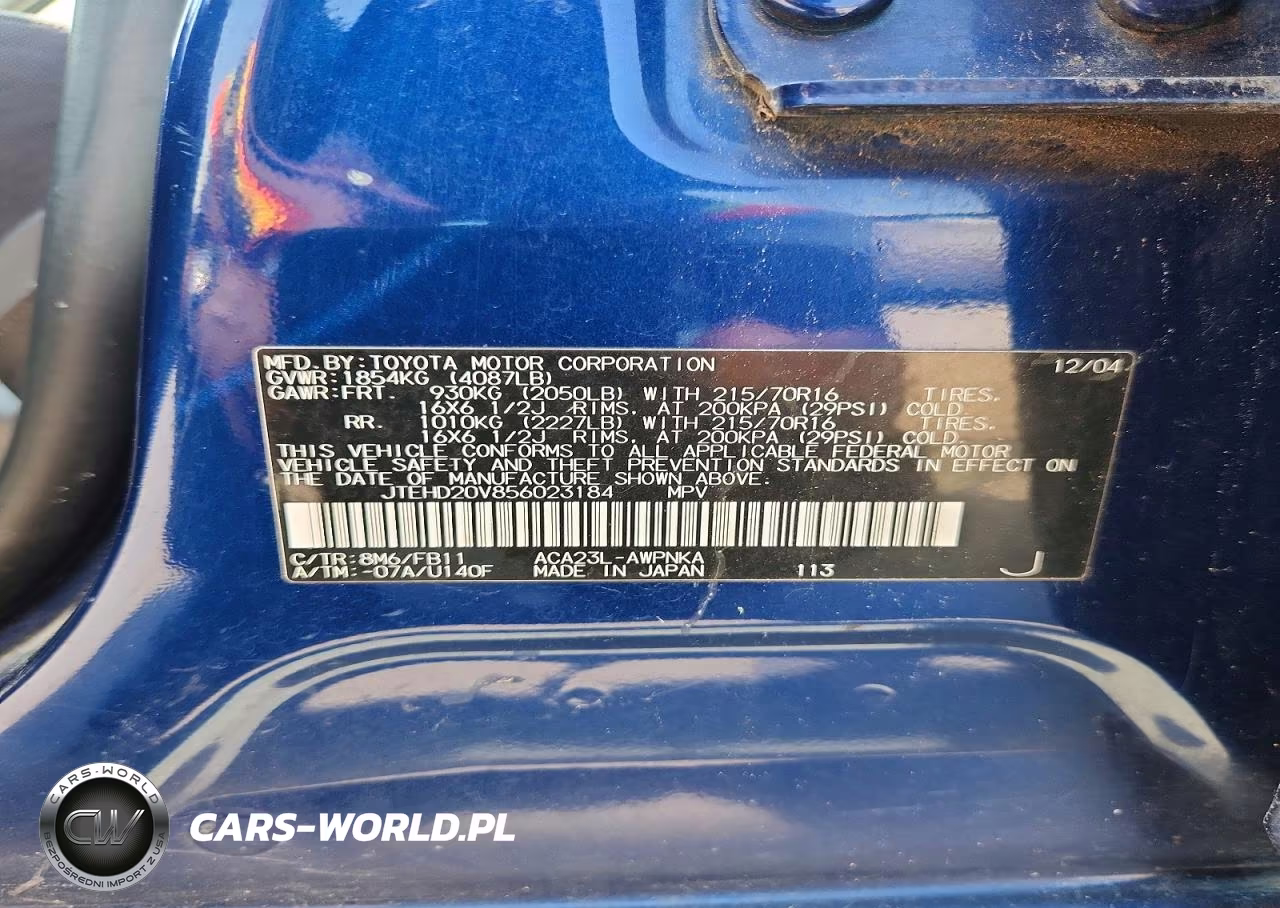 2005 Toyota Rav4 Base VIN:JTEHD20V856023184 - 13