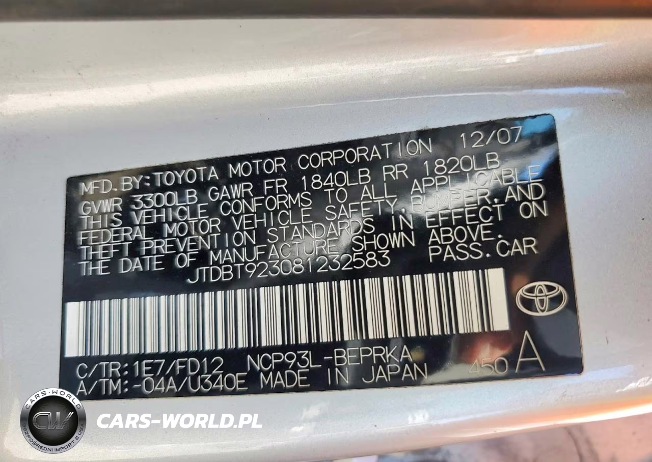 2008 Toyota Yaris Base VIN:JTDBT923081232583 - 12