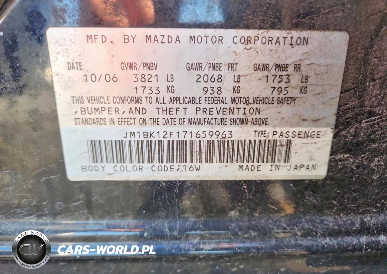 2007 Mazda 3 I VIN:JM1BK12F171659963 - 12