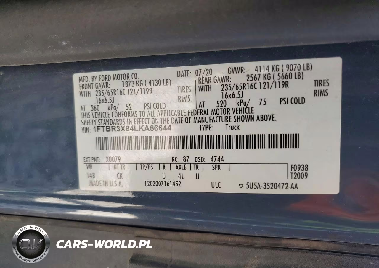 2020 Ford Transit 250 Delivery Van VIN:1FTBR3X84LKA86644 - 14