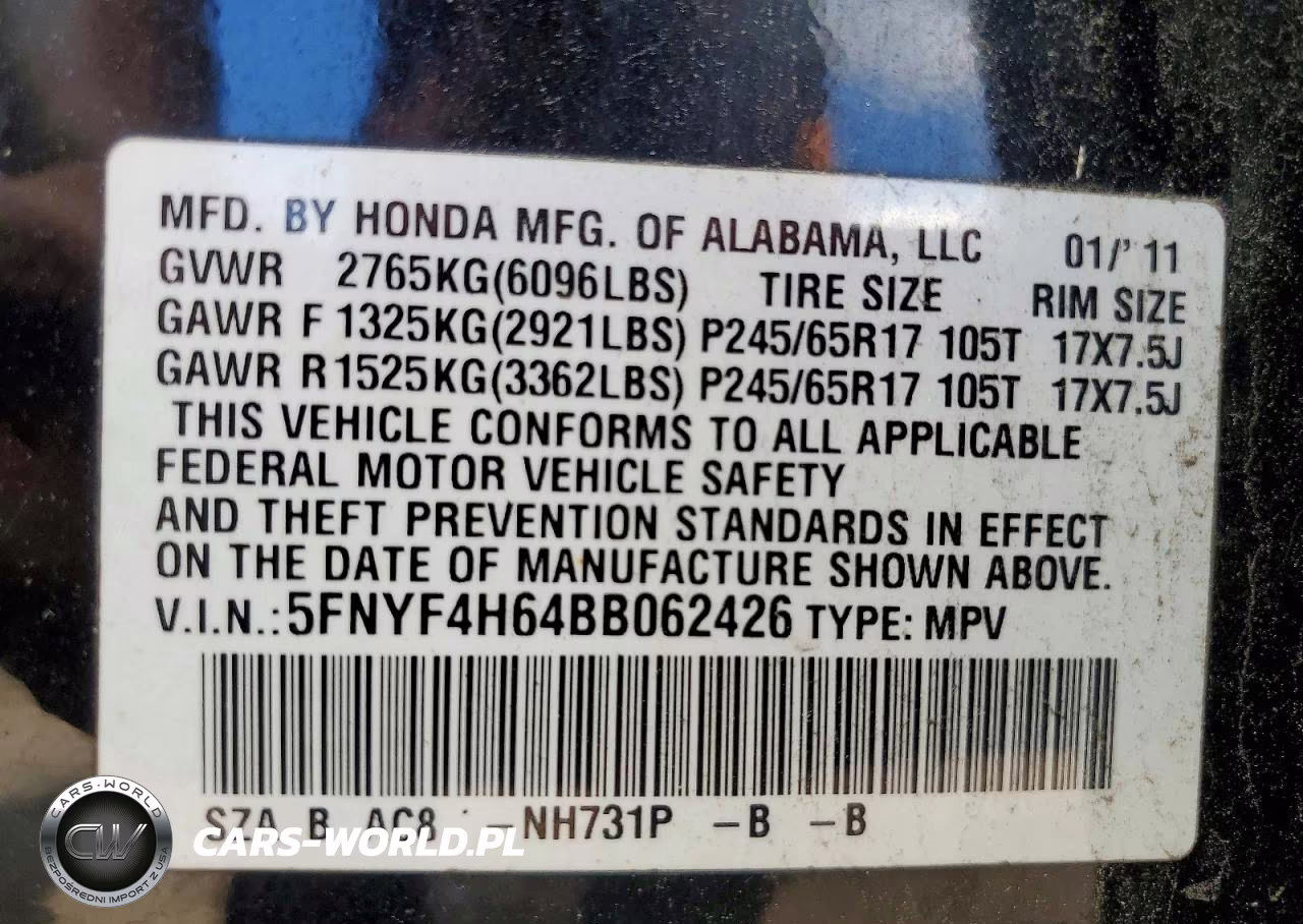 2011 Honda Pilot Exl VIN:5FNYF4H64BB062426 - 13