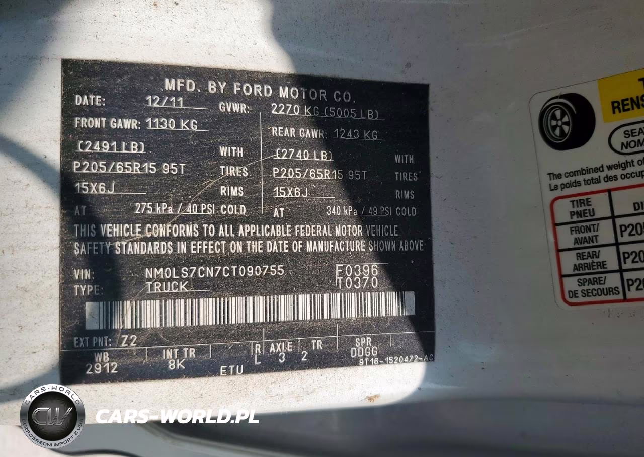 2012 Ford Transit Connect Xl VIN:NM0LS7CN7CT090755 - 12