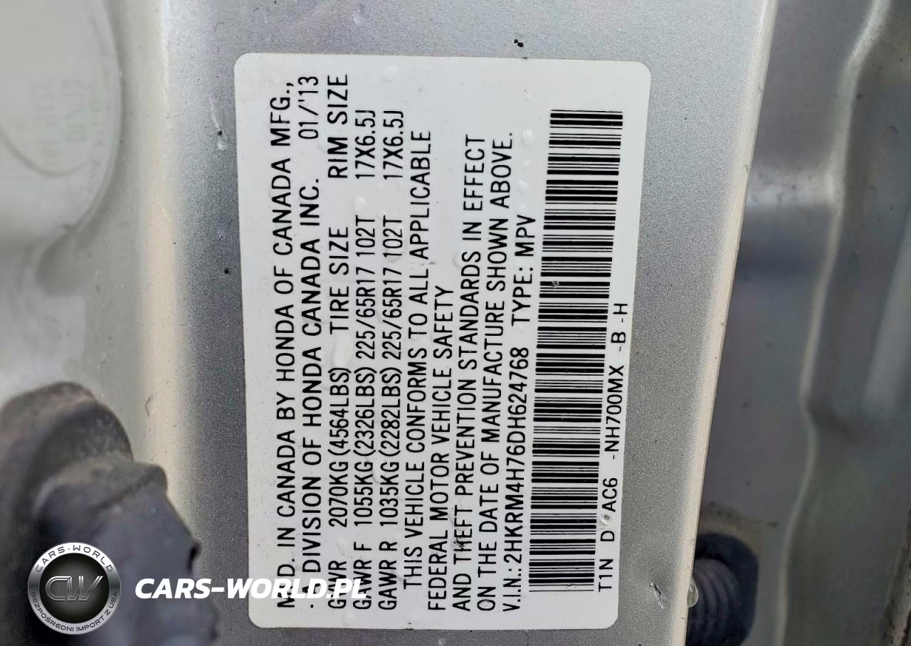 2013 Honda Cr-V Exl VIN:2HKRM4H76DH624768 - 14