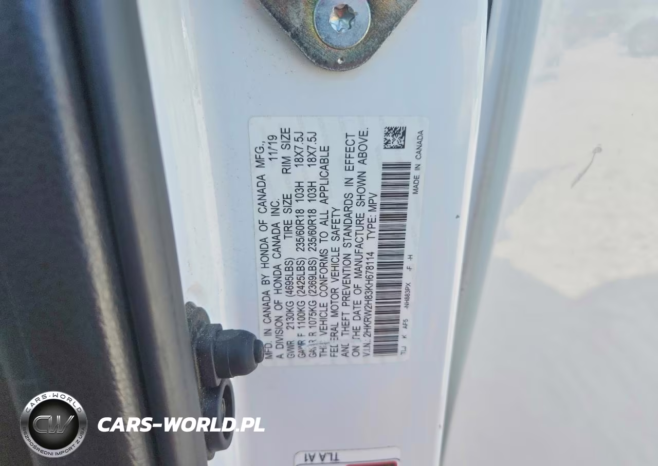 2019 Honda Cr-V Exl VIN:2HKRW2H83KH678114 - 14
