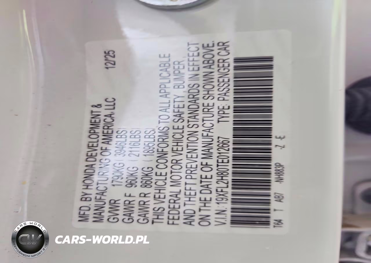 2026 Honda Civic Sport VIN:19XFL2H80TE012667 - 12