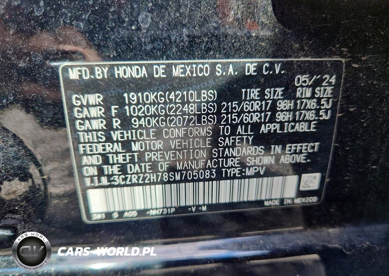 2025 Honda Hr-V Exl VIN:3CZRZ2H78SM705083 - 13