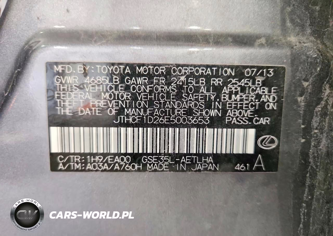 2014 Lexus Is 250 VIN:JTHCF1D26E5003653 - 12