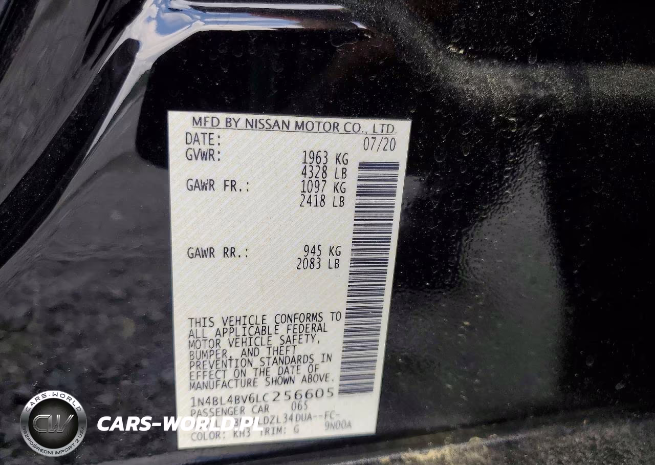 2020 Nissan Altima S VIN:1N4BL4BV6LC256605 - 12
