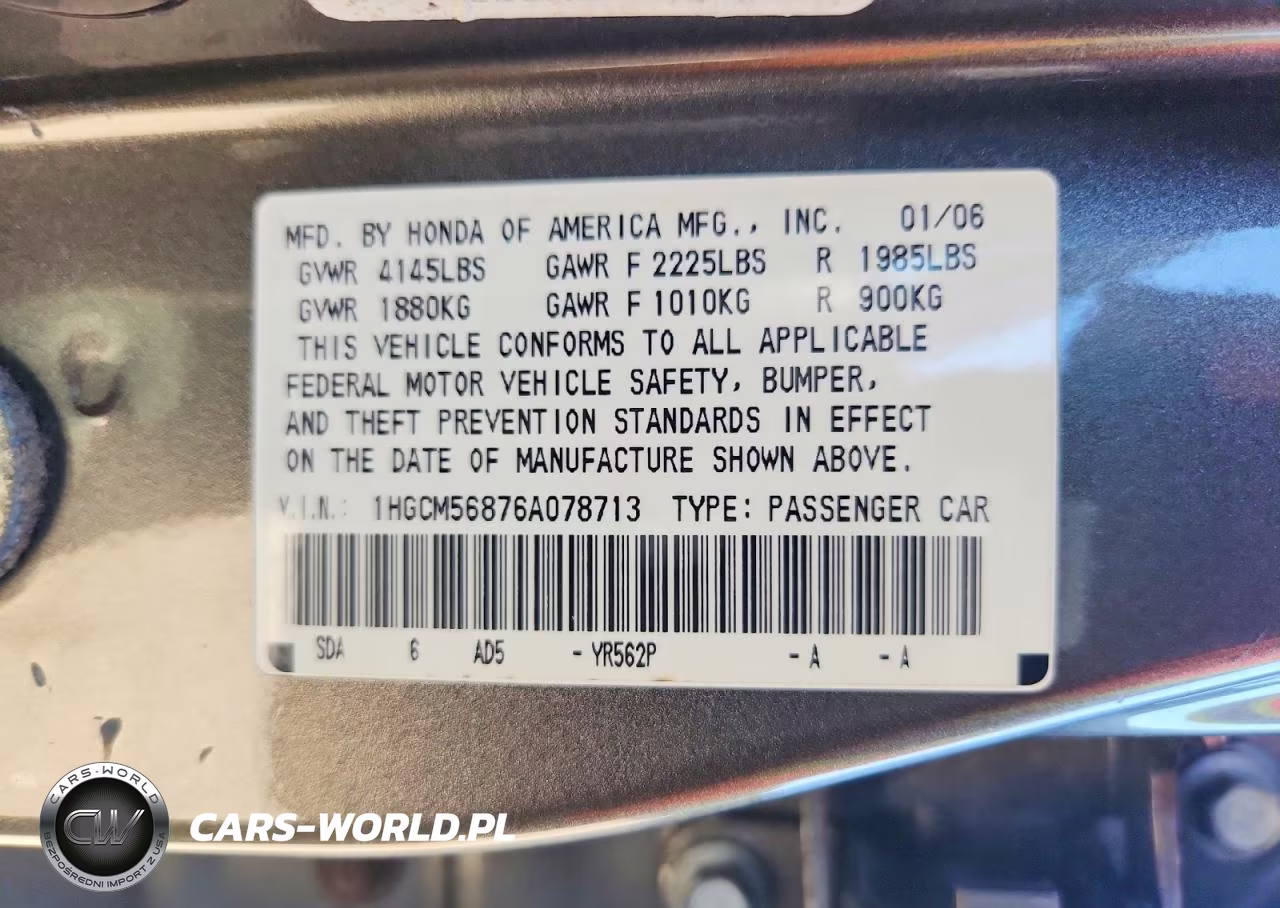 2006 Honda Accord Ex VIN:1HGCM56876A078713 - 12