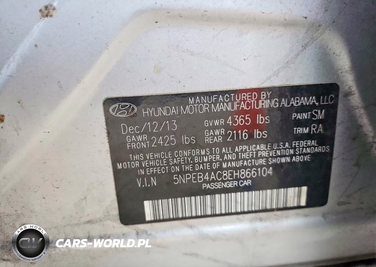 2014 Hyundai Sonata Gls VIN:5NPEB4AC8EH866104 - 13