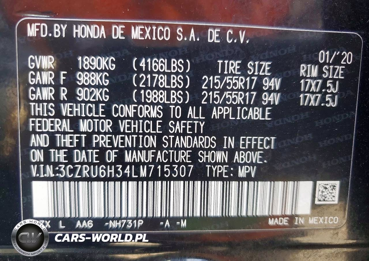 2020 Honda Hr-V Lx VIN:3CZRU6H34LM715307 - 13