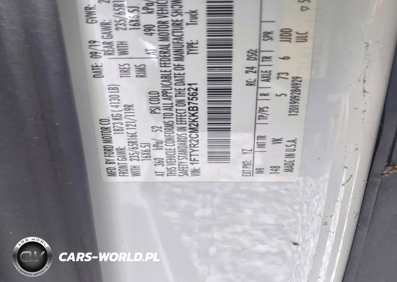 2019 Ford Transit T-250 VIN:1FTYR2CM2KKB75621 - 13
