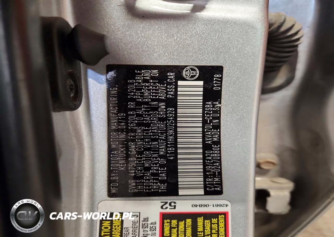 2019 Toyota Camry Se VIN:4T1B11HK9KU254928 - 12