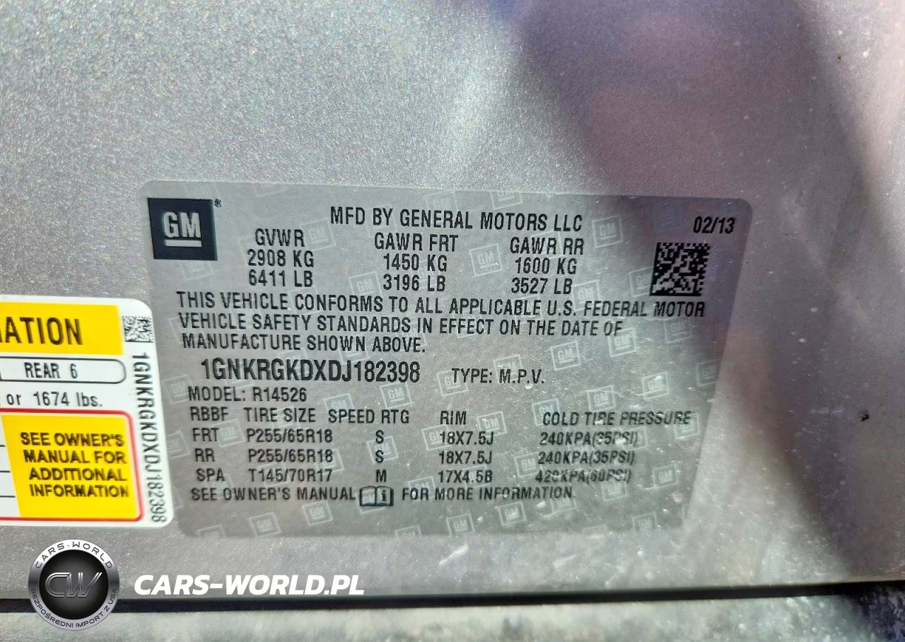 2013 Chevrolet Traverse Lt VIN:1GNKRGKDXDJ182398 - 13