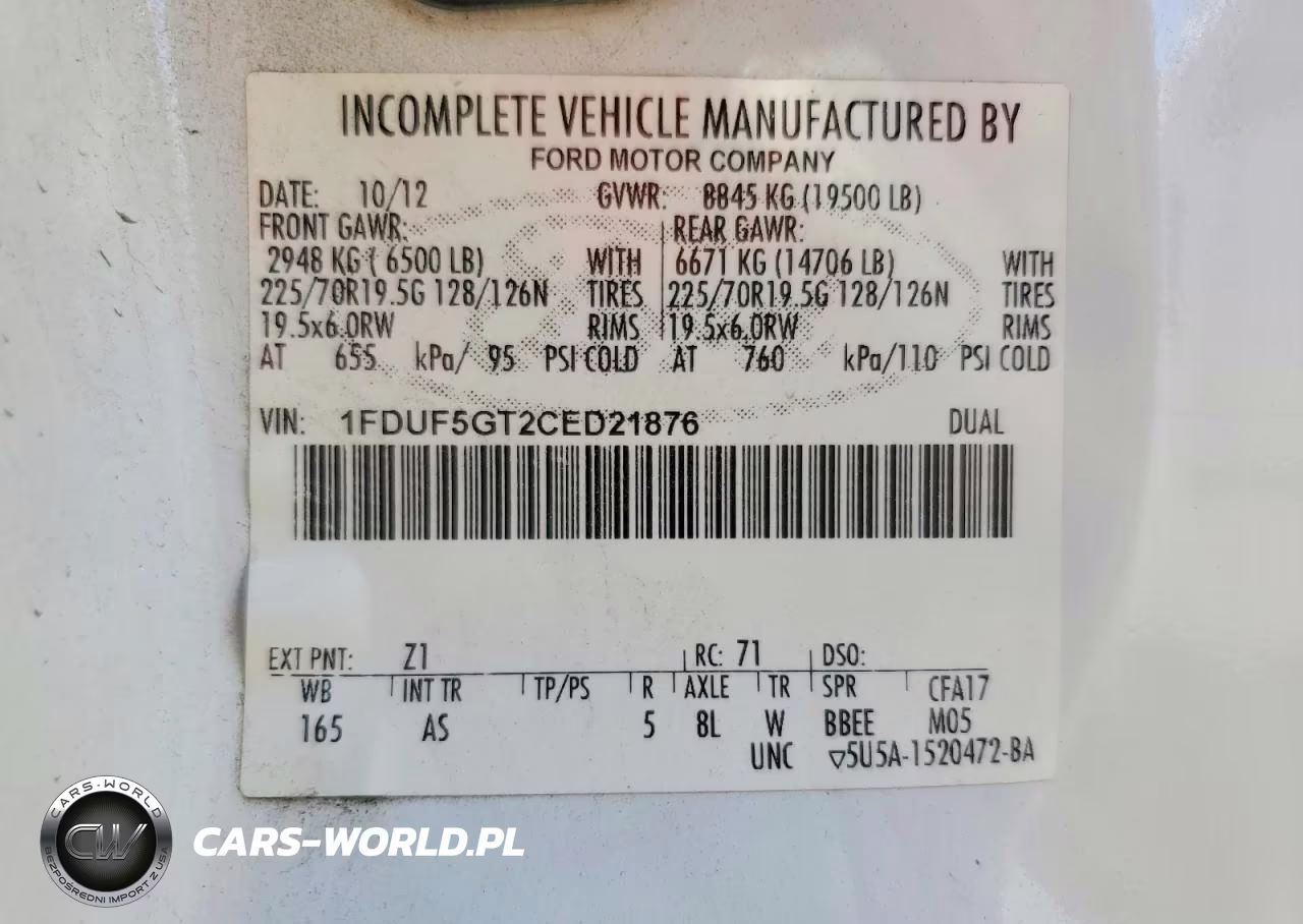 2012 Ford F550 Super Duty VIN:1FDUF5GT2CED21876 - 14
