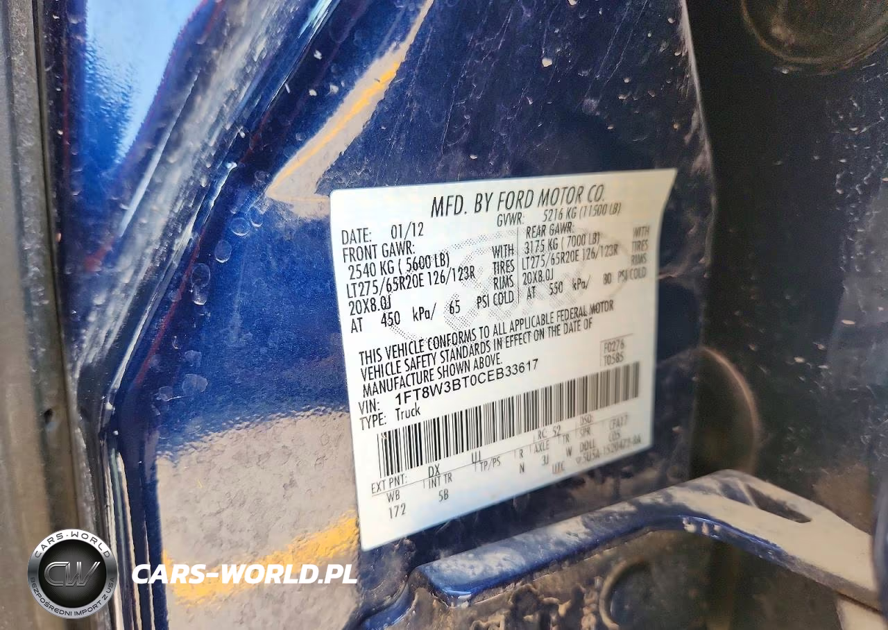 2012 Ford F350 Super Duty VIN:1FT8W3BT0CEB33617 - 12