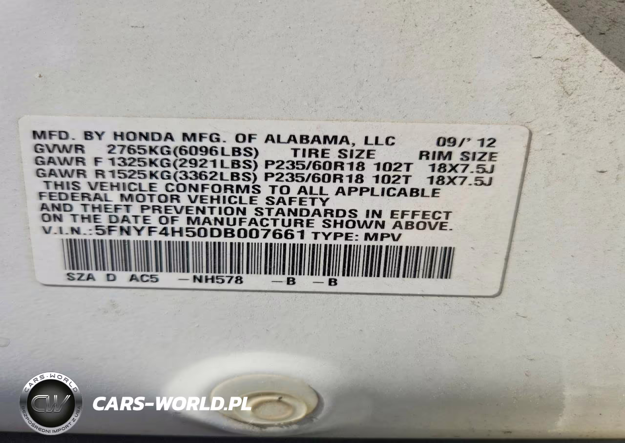 2013 Honda Pilot Exl VIN:5FNYF4H50DB007661 - 13