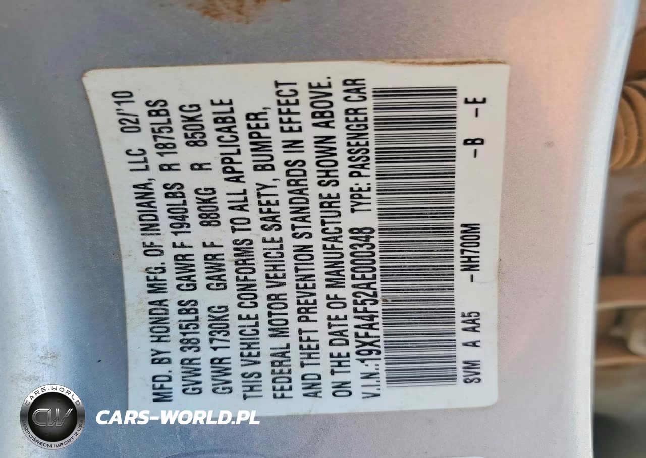 2010 Honda Civic Gx VIN:19XFA4F52AE000348 - 12