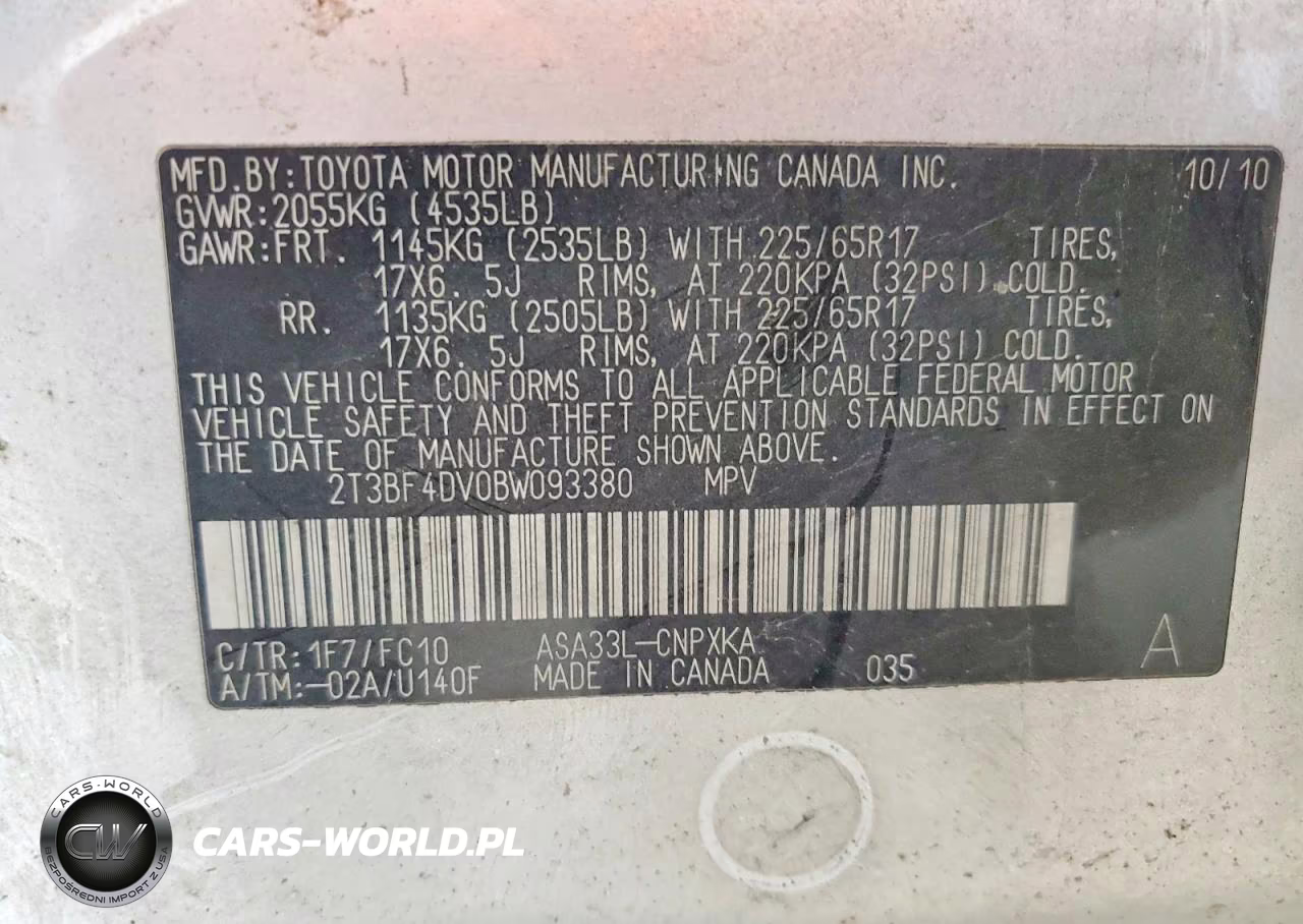 2011 Toyota Rav4 Base VIN:2T3BF4DV0BW093380 - 13