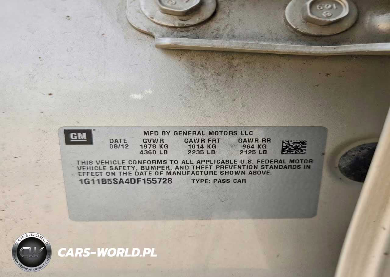 2013 Chevrolet Malibu Ls VIN:1G11B5SA4DF155728 - 12