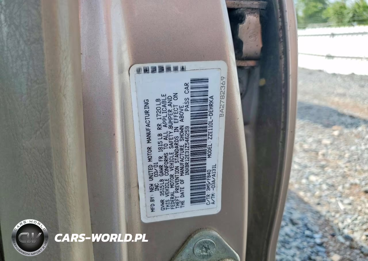 2001 Toyota Corolla Ce VIN:1NXBR12E31Z546259 - 12