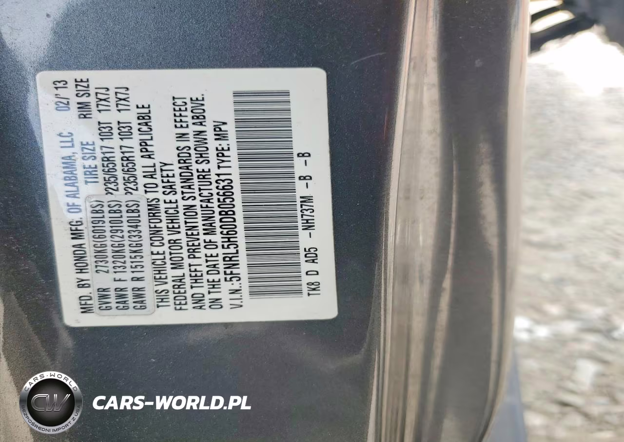 2013 Honda Odyssey Exl VIN:5FNRL5H60DB056631 - 13
