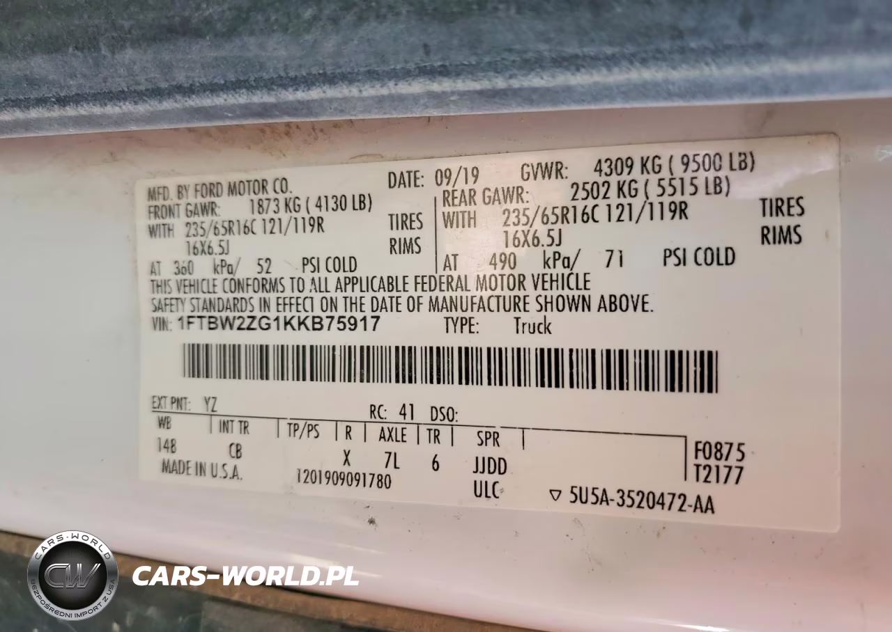 2019 Ford Transit T-350 VIN:1FTBW2ZG1KKB75917 - 14
