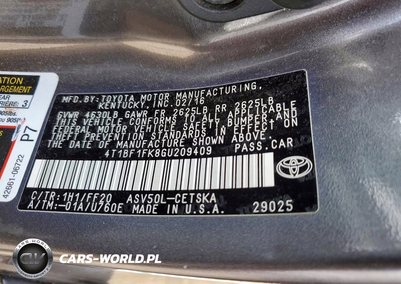 2016 Toyota Camry Se VIN:4T1BF1FK8GU209409 - 12