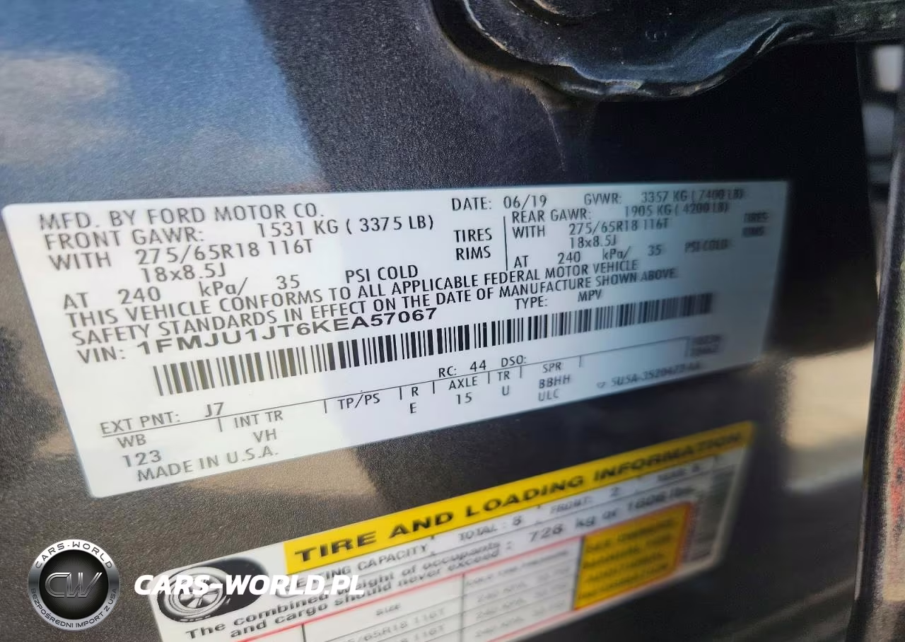 2019 Ford Expedition Xlt VIN:1FMJU1JT6KEA57067 - 13