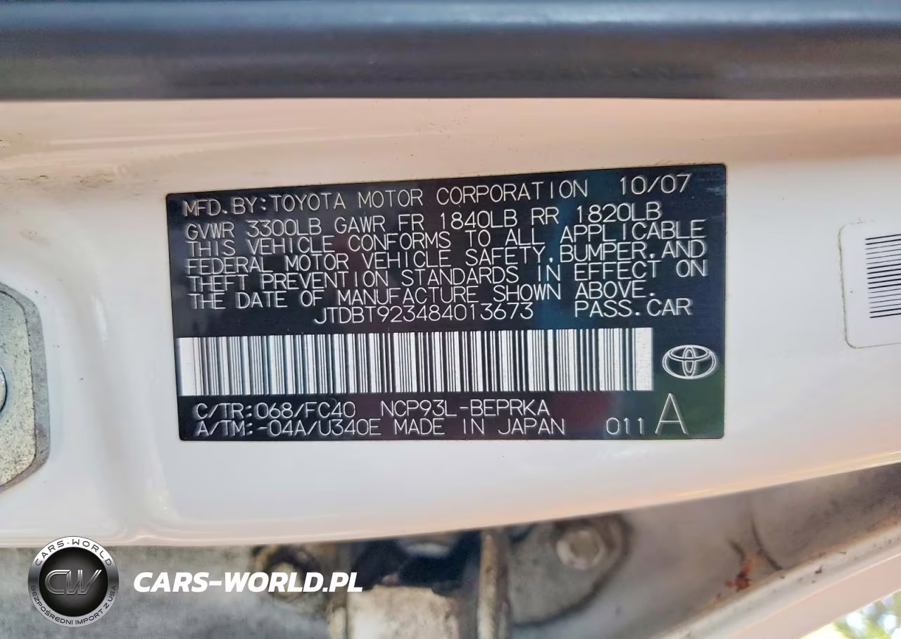 2008 Toyota Yaris Base VIN:JTDBT923484013673 - 12