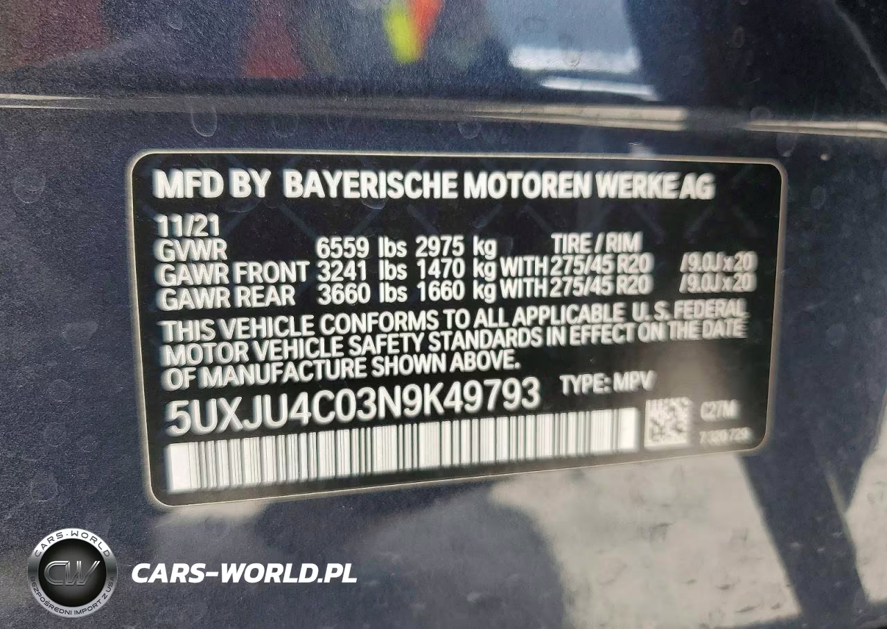 2022 BMW X5 M50I VIN:5UXJU4C03N9K49793 - 13