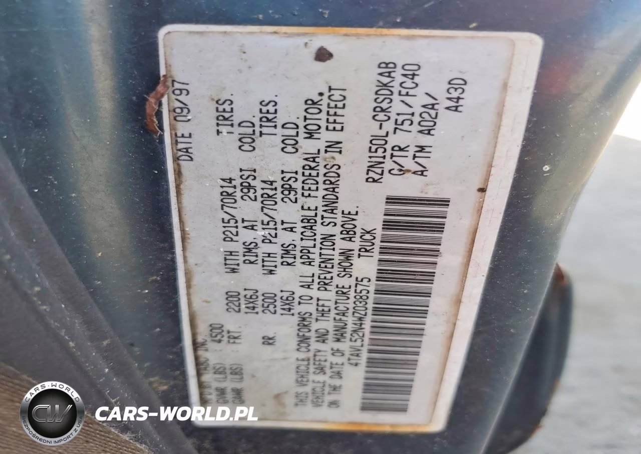1998 Toyota Tacoma Base VIN:4TAVL52N4WZ038575 - 12