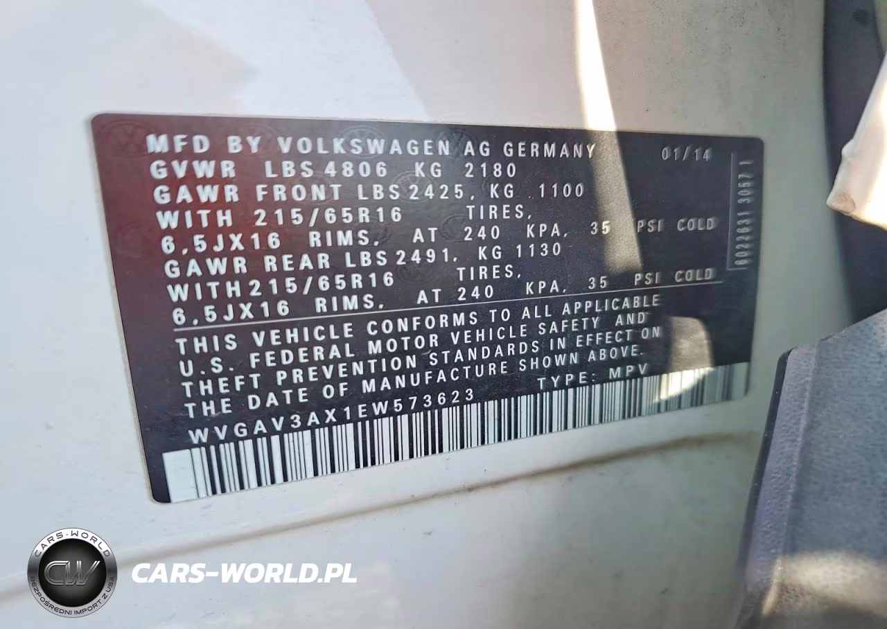 2014 Volkswagen Tiguan S VIN:WVGAV3AX1EW573623 - 13